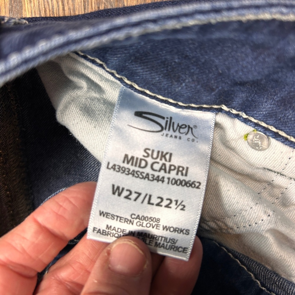 Silver Jeans Co Suki Womens 27 Mid Capri Dark Wash Denim Cropped - Picture 3 of 10